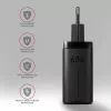 Axagon ACU-DPQ65 GaN seinadapter 65W, 3x port (USB-A + kahekordne USB-C), PD3.0/QC4+/PPS/Apple