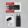 Axagon ACU-DPQ65 GaN seinadapter 65W, 3x port (USB-A + kahekordne USB-C), PD3.0/QC4+/PPS/Apple