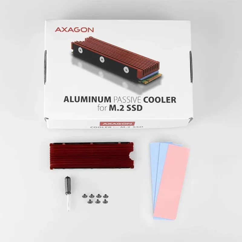 Axagon CRL-M2 Passiivne alumiiniumjahuti kõigile M.2 SSD-dele, suurus 2280, kõrgus 12 mm.