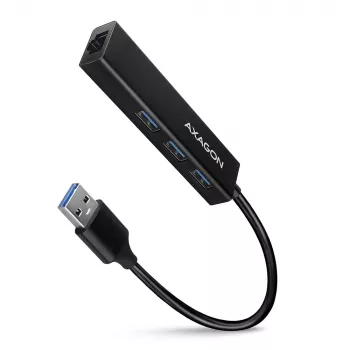 Axagon HMA-GL3A Multiport-Hub USB 3.0 Tüüp A Gbit-LAN 3x USB-A microSD Juhtmega USB 3.2 Gen 1 (3.1 Gen 1) Type-A Must