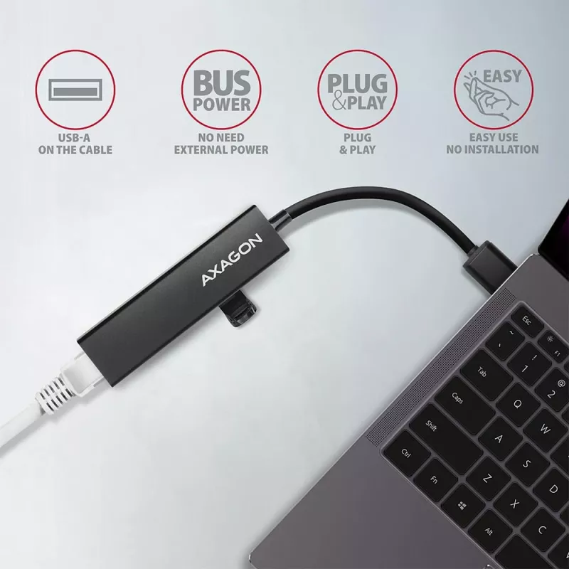 Axagon HMA-GL3A Multiport-Hub USB 3.0 Tüüp A Gbit-LAN 3x USB-A microSD Juhtmega USB 3.2 Gen 1 (3.1 Gen 1) Type-A Must