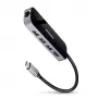 Axagon HMC-6GL USB 3.2 Gen 1 jaotur, 3x USB-A, HDMI 4k/30Hz, RJ-45, PD 100W, 20 cm USB-C kaabel