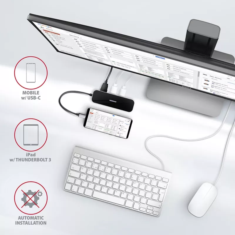 Axagon HMC-6GL USB 3.2 Gen 1 jaotur, 3x USB-A, HDMI 4k/30Hz, RJ-45, PD 100W, 20 cm USB-C kaabel