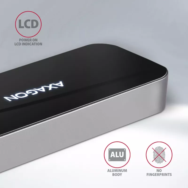 Axagon HMC-6GL USB 3.2 Gen 1 jaotur, 3x USB-A, HDMI 4k/30Hz, RJ-45, PD 100W, 20 cm USB-C kaabel