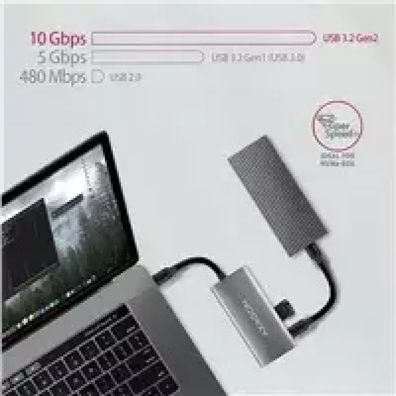 AXAGON HMC-4G2, USB-C 3.2 Gen 2 10 Gb/s jaotur, pordid 2x USB-A + 2x USB-C, kaabel USB-C 13 cm
