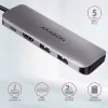 Axagon HMC-5 USB 3.2 Gen 1 jaotur, 2x USB-A, HDMI, SD/microSD, PD 100W, 20 cm USB-C kaabel