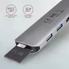 Axagon HMC-5 USB 3.2 Gen 1 jaotur, 2x USB-A, HDMI, SD/microSD, PD 100W, 20 cm USB-C kaabel