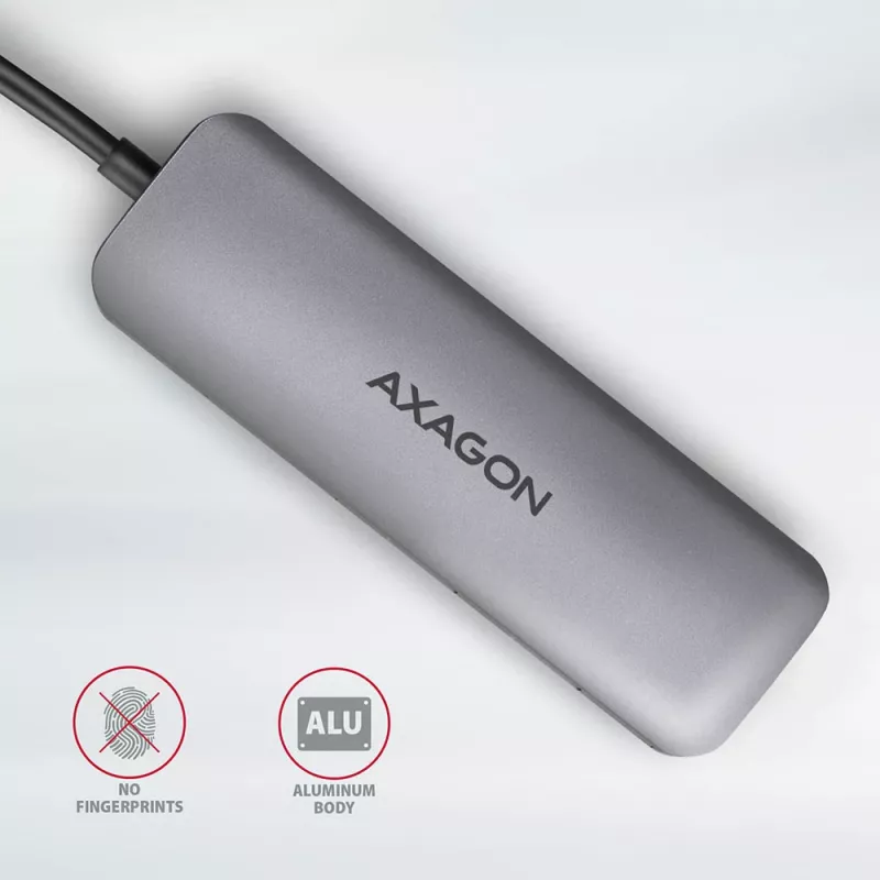Axagon HMC-5 USB 3.2 Gen 1 jaotur, 2x USB-A, HDMI, SD/microSD, PD 100W, 20 cm USB-C kaabel