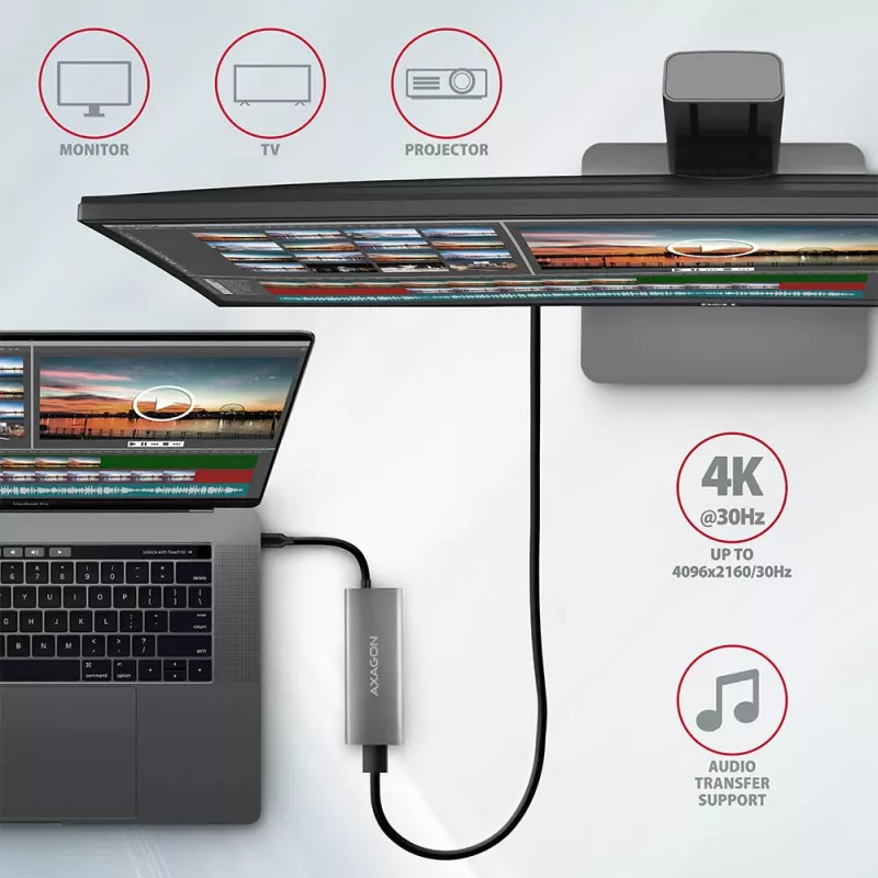 Axagon HMC-5G2 SPEEDSTER 5-ühes USB-C jaotur, 2x USB-A, 2x USB-C, HDMI, PD 60 W