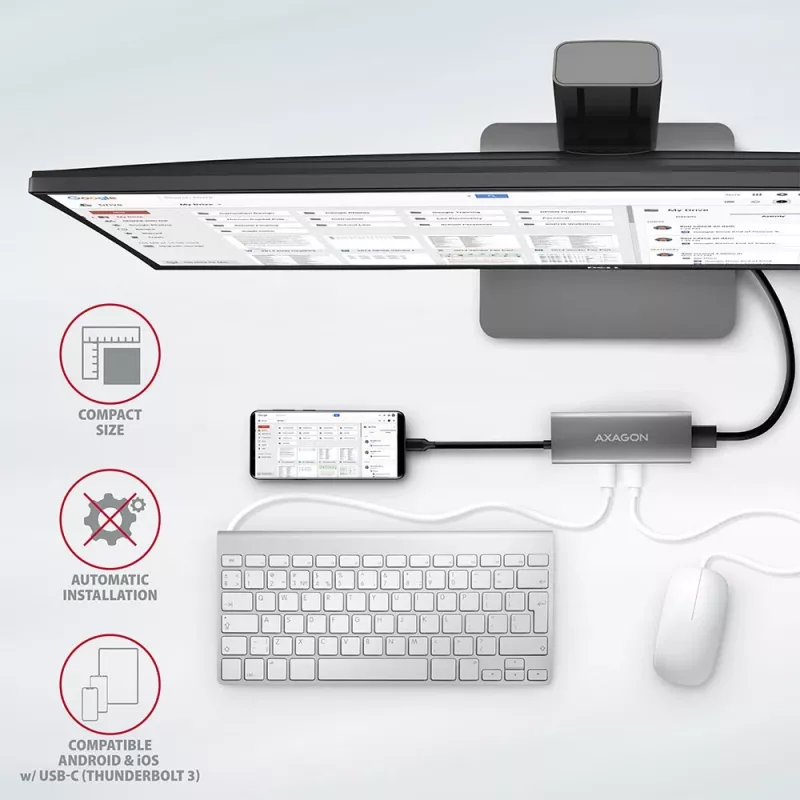 Axagon HMC-5G2 SPEEDSTER 5-ühes USB-C jaotur, 2x USB-A, 2x USB-C, HDMI, PD 60 W