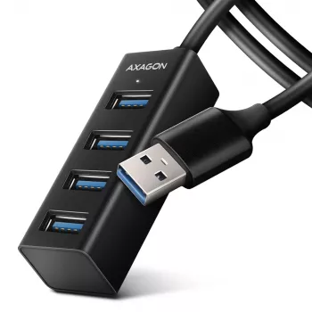 Axagon HUE-M1AL 4x USB 3.2 Gen 1 MINI jaotur, metall, 1,2 m USB-A kaabel