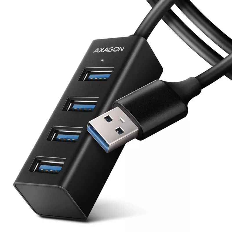 Axagon HUE-M1AL 4x USB 3.2 Gen 1 MINI jaotur, metall, 1,2 m USB-A kaabel