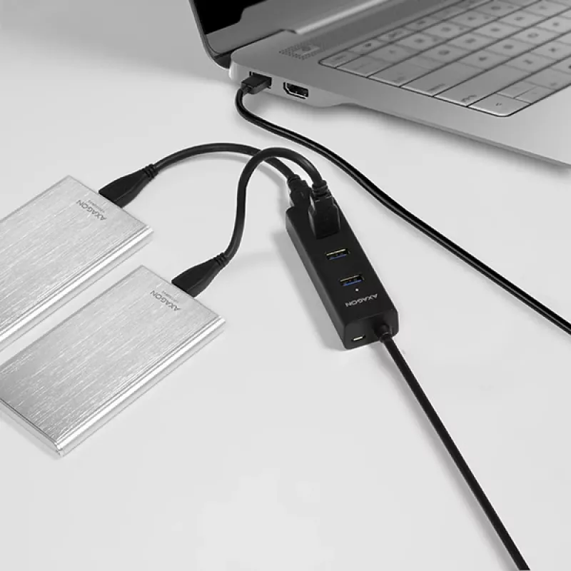 Axagon HUE-S2BL 4x USB 3.0 laadimiskeskus 1,2 m kaabliga, toite micro USB