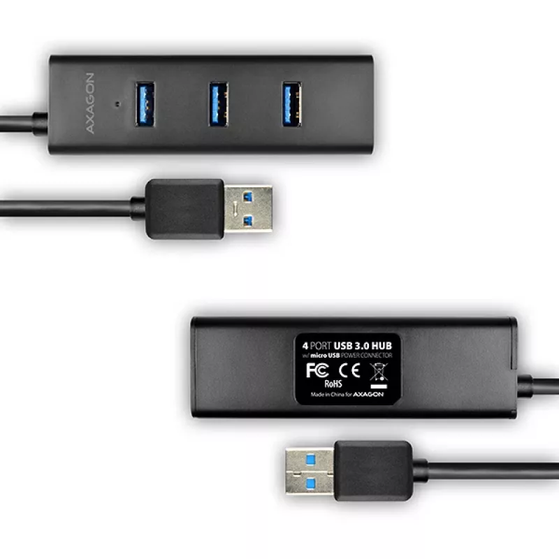 Axagon HUE-S2BL 4x USB 3.0 laadimiskeskus 1,2 m kaabliga, toite micro USB