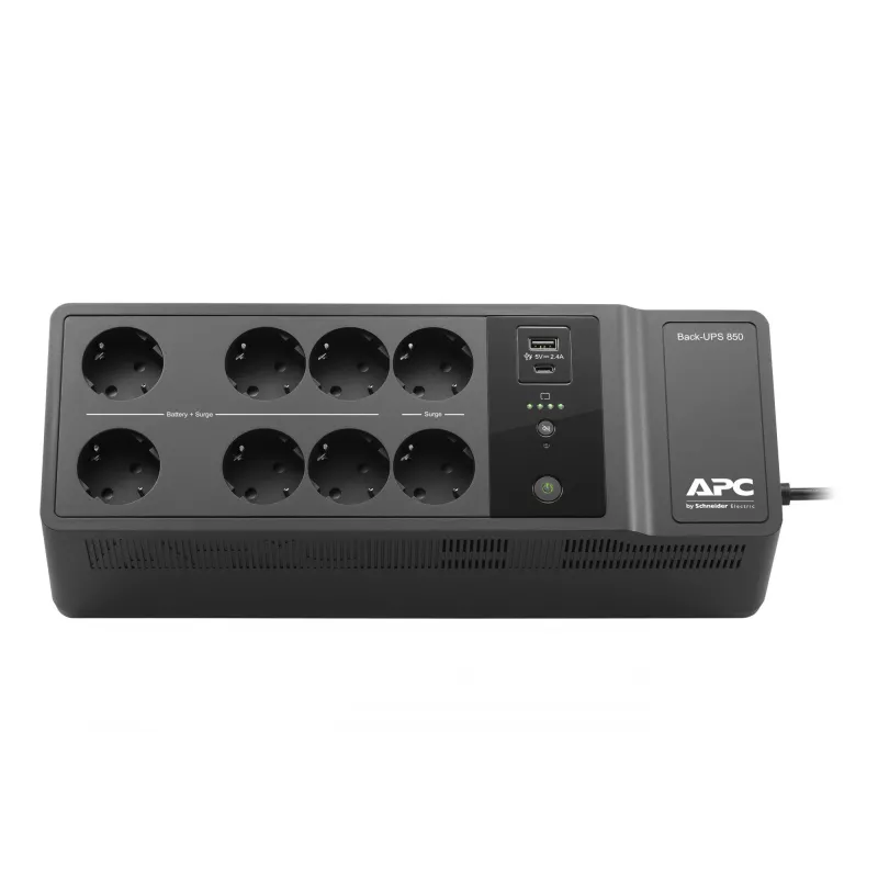 APC Back-UPS BE850G2-GR - Avariitoiteallikas 8 pistikupesa, 850VA, 2 USB laadijat, 1 USB andmepesa
