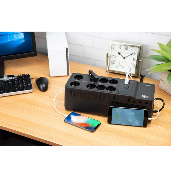 APC Back-UPS BE850G2-GR - Avariitoiteallikas 8 pistikupesa, 850VA, 2 USB laadijat, 1 USB andmepesa