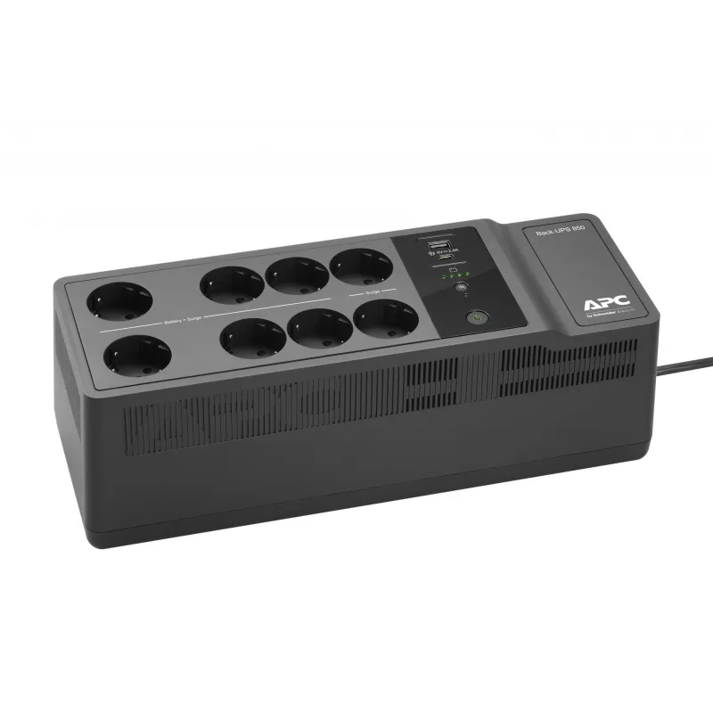 APC Back-UPS BE850G2-GR - Avariitoiteallikas 8 pistikupesa, 850VA, 2 USB laadijat, 1 USB andmepesa