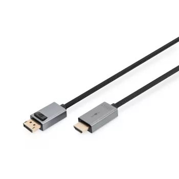 DIGITUS DP-HDMI kaabel LED-iga 4K/30Hz, 2m, alumiiniumkorpus, kullatud kontaktid, toetab 4K/30Hz