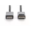 DIGITUS DP-HDMI kaabel LED-iga 4K/30Hz, 3m, alumiiniumkorpus, kullatud, toetab 4K30Hz