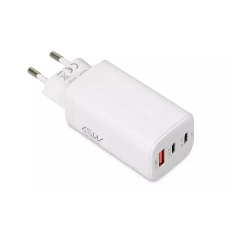 IBOX mobiilseadme laadija ILUC65W, 65W, 2× USB-C + 1× USB-A, valge, 1,5 m kaabel
