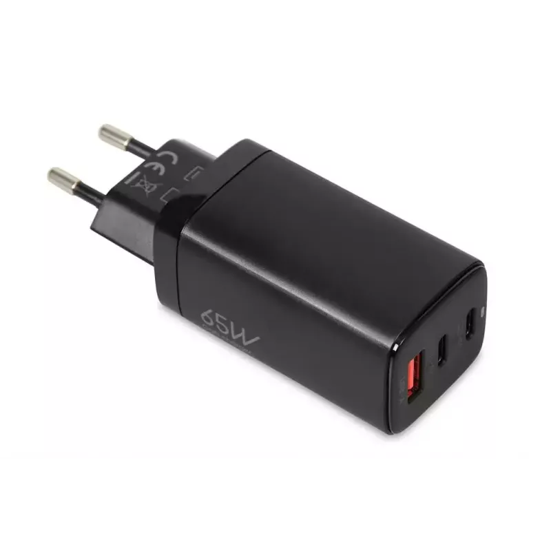 Vahelduvvoolu mobiilseadmete laadija IBOX ILUC65B — 65 W, 3x USB (2x USB‑A Gen1, 1x USB‑C), must, 100–240 V