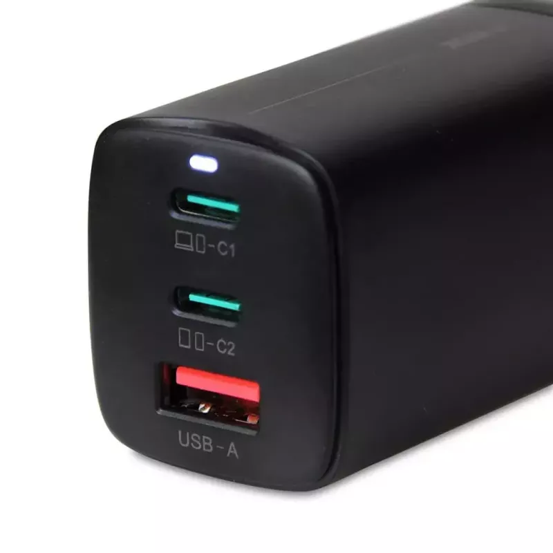 Vahelduvvoolu mobiilseadmete laadija IBOX ILUC65B — 65 W, 3x USB (2x USB‑A Gen1, 1x USB‑C), must, 100–240 V