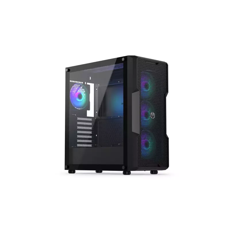 Arvuti korpus ENDORFY Regnum 400 ARGB Tower Must — ATX, karastatud klaas, ARGB, 3x120mm ees, 1x120mm taga, toetab GPU-d kuni 37 cm