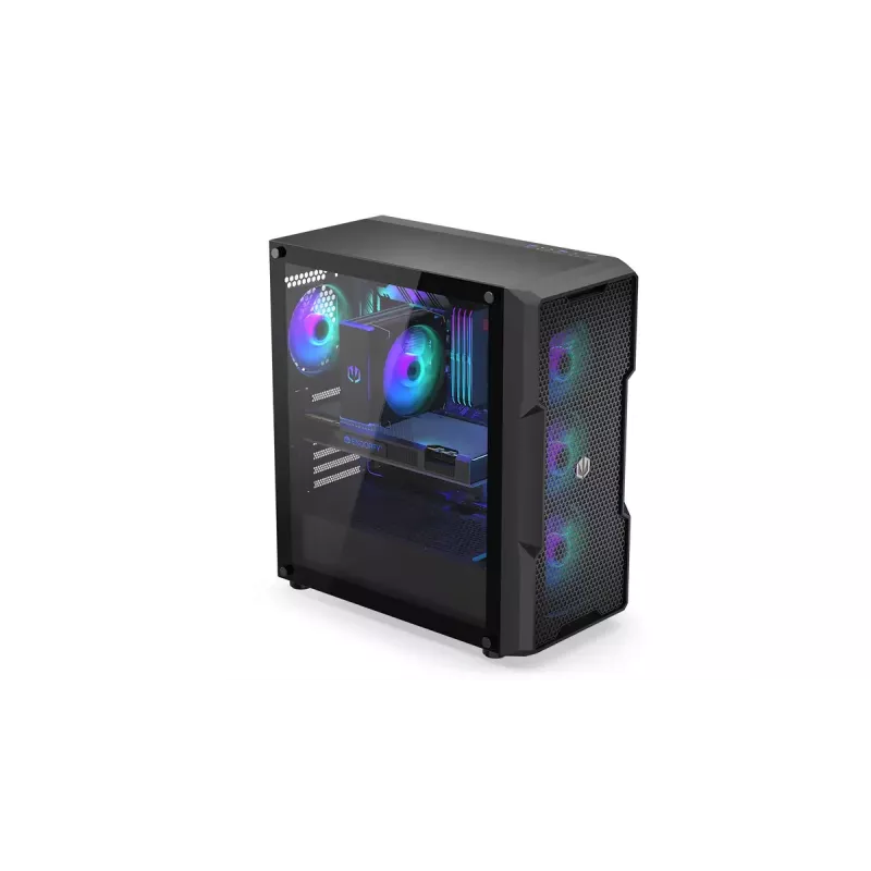 Arvuti korpus ENDORFY Regnum 400 ARGB Tower Must — ATX, karastatud klaas, ARGB, 3x120mm ees, 1x120mm taga, toetab GPU-d kuni 37 cm
