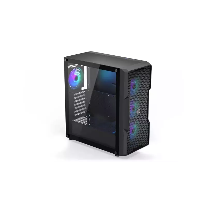 Arvuti korpus ENDORFY Regnum 400 ARGB Tower Must — ATX, karastatud klaas, ARGB, 3x120mm ees, 1x120mm taga, toetab GPU-d kuni 37 cm