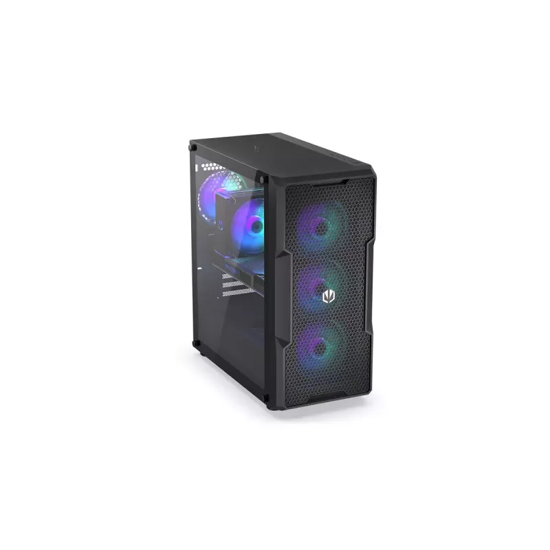 Arvuti korpus ENDORFY Regnum 400 ARGB Tower Must — ATX, karastatud klaas, ARGB, 3x120mm ees, 1x120mm taga, toetab GPU-d kuni 37 cm