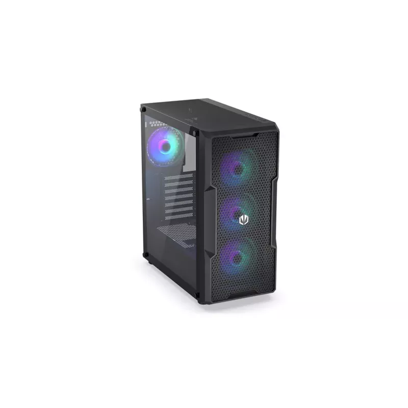 Arvuti korpus ENDORFY Regnum 400 ARGB Tower Must — ATX, karastatud klaas, ARGB, 3x120mm ees, 1x120mm taga, toetab GPU-d kuni 37 cm