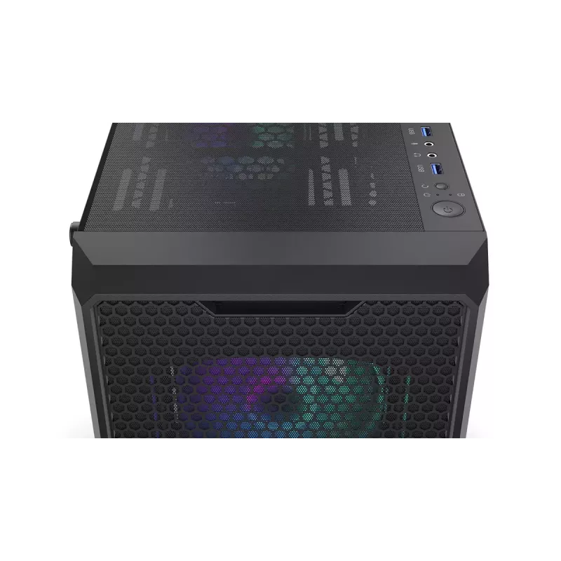 Arvuti korpus ENDORFY Regnum 400 ARGB Tower Must — ATX, karastatud klaas, ARGB, 3x120mm ees, 1x120mm taga, toetab GPU-d kuni 37 cm