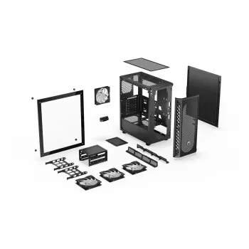 PC korpus ENDORFY Signum 300 ARGB Tower Must — ATX, karastatud klaas, ARGB valgustus, toetab GPU 350 mm, protsessori jahuti kõrgus 161 mm