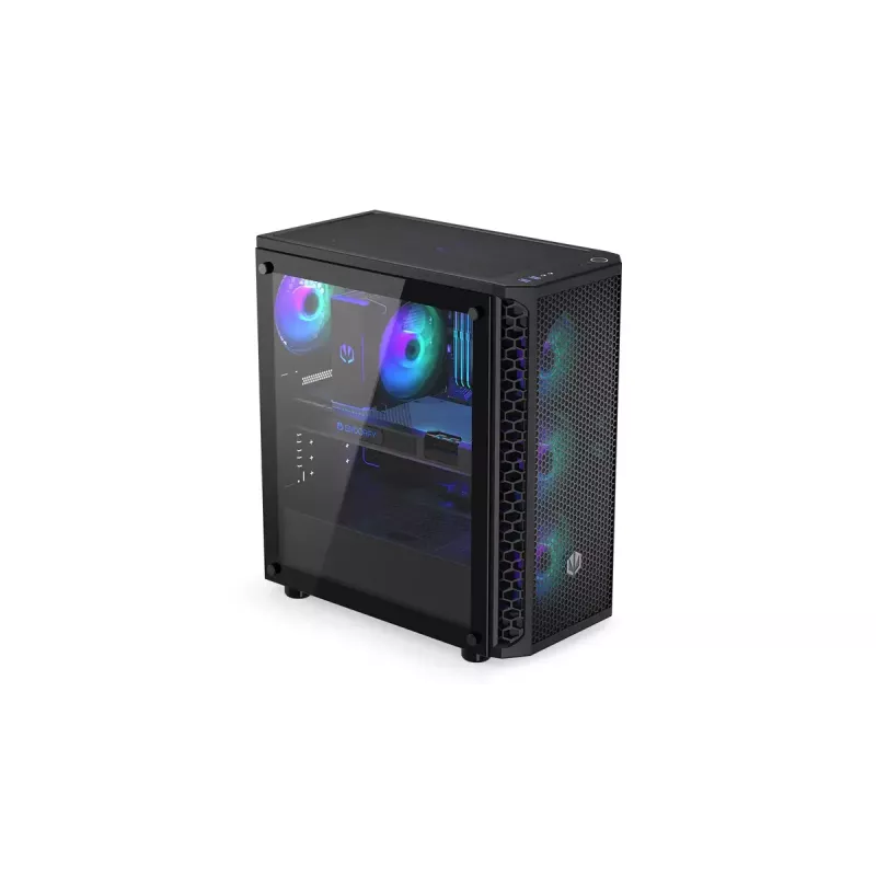 PC korpus ENDORFY Signum 300 ARGB Tower Must — ATX, karastatud klaas, ARGB valgustus, toetab GPU 350 mm, protsessori jahuti kõrgus 161 mm