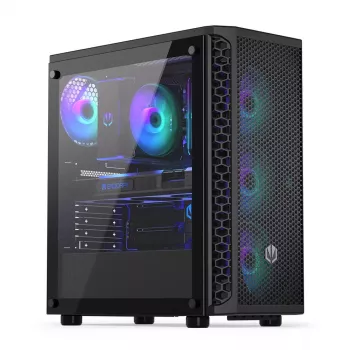 PC korpus ENDORFY Signum 300 ARGB Tower Must — ATX, karastatud klaas, ARGB valgustus, toetab GPU 350 mm, protsessori jahuti kõrgus 161 mm