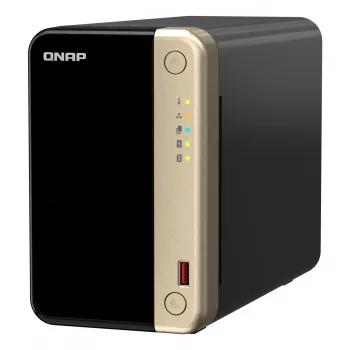 QNAP TS-264 NAS Tower Intel® Celeron® N5095 8 GB 0 TB QNAP QTS Must, Kuldne