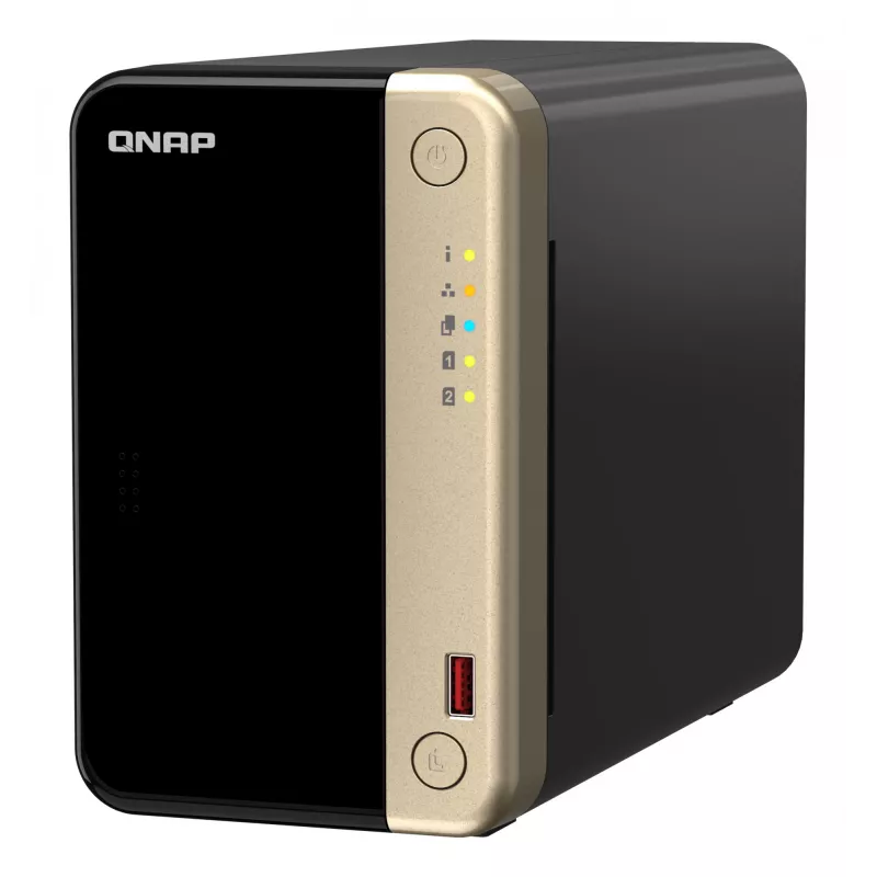QNAP TS-264 NAS Tower Intel® Celeron® N5095 8 GB 0 TB QNAP QTS Must, Kuldne