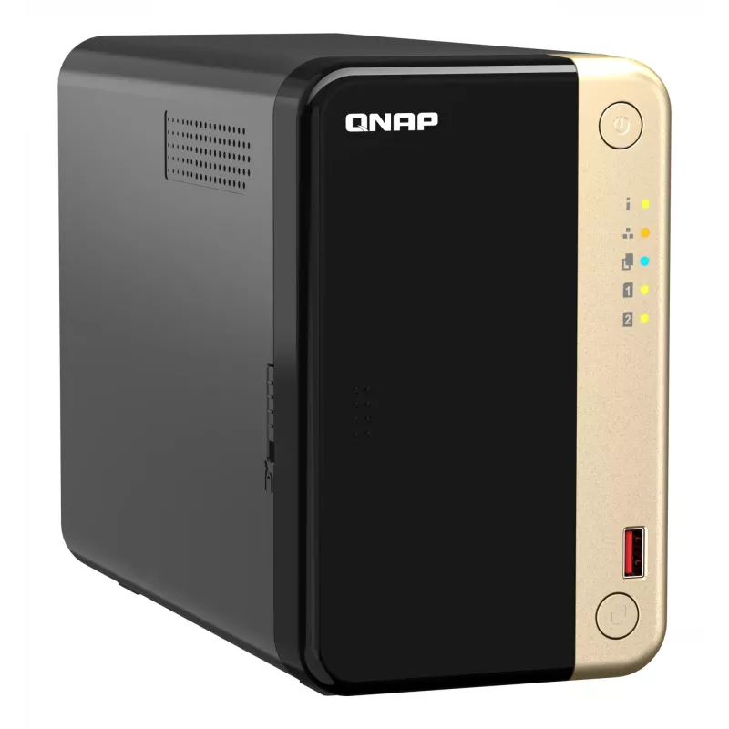 QNAP TS-264 NAS Tower Intel® Celeron® N5095 8 GB 0 TB QNAP QTS Must, Kuldne