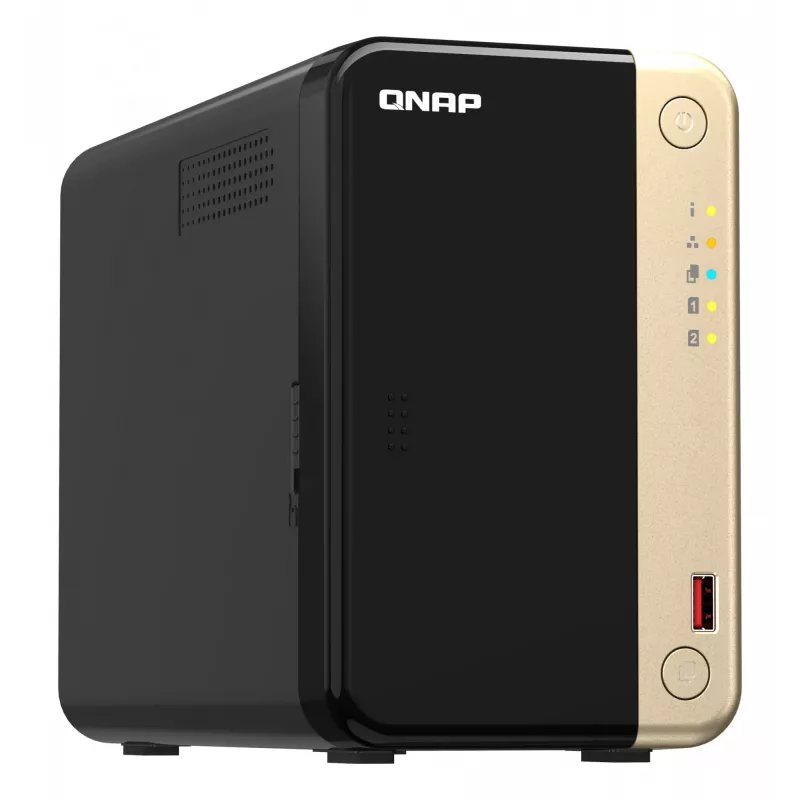 QNAP TS-264 NAS Tower Intel® Celeron® N5095 8 GB 0 TB QNAP QTS Must, Kuldne