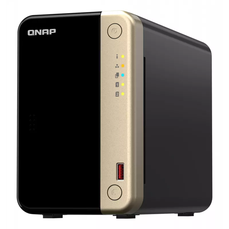 QNAP TS-264 NAS Tower Intel® Celeron® N5095 8 GB 0 TB QNAP QTS Must, Kuldne