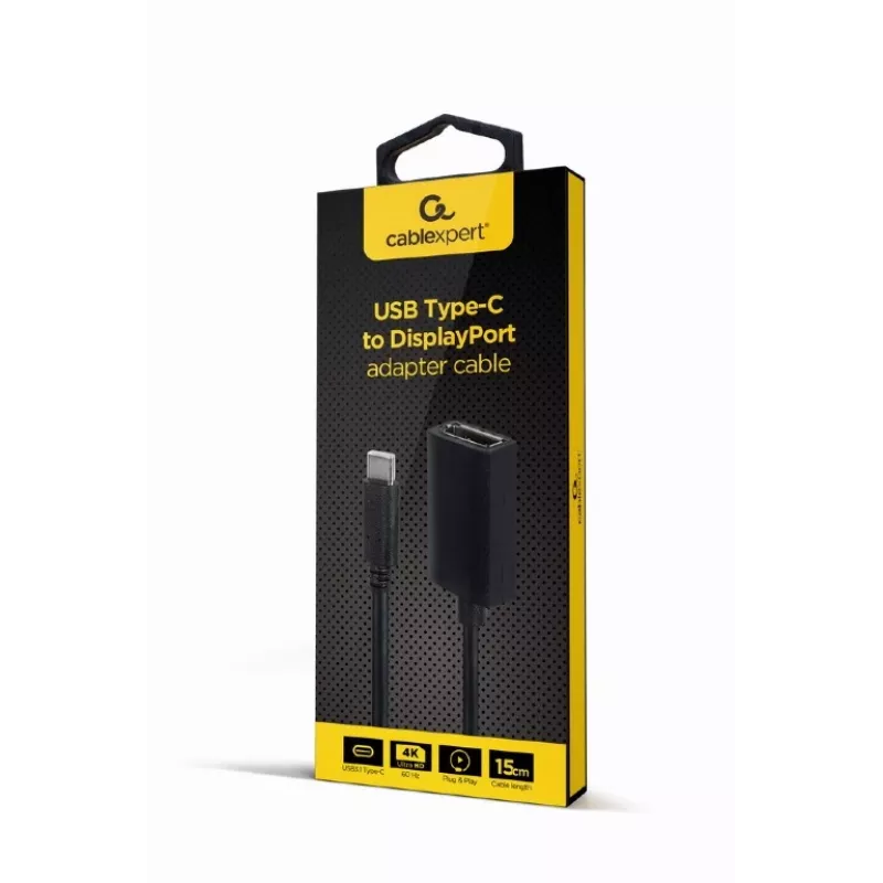 GEMBIRD USB USB-C DisplayPort-adapteri kaabel, 4K, 15cm, must