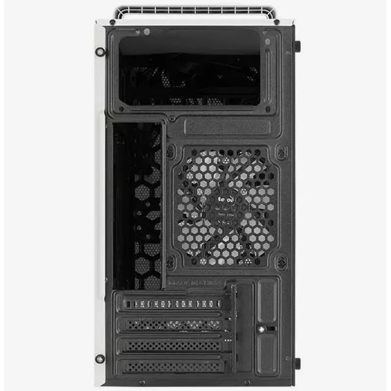 PC korpus AEROCOOL PGS CS-109-G-WT-v1 Mini Torn valge SPCC — microATX, kuni 26 cm GPU, FRGB, võrkfront