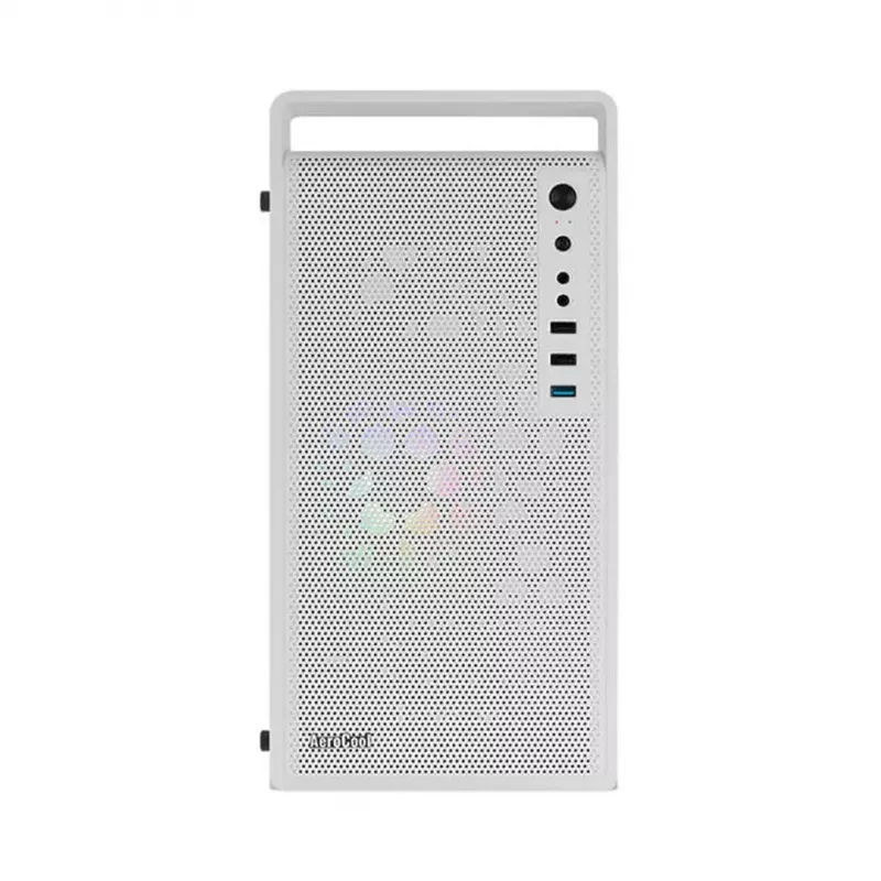 PC korpus AEROCOOL PGS CS-109-G-WT-v1 Mini Torn valge SPCC — microATX, kuni 26 cm GPU, FRGB, võrkfront