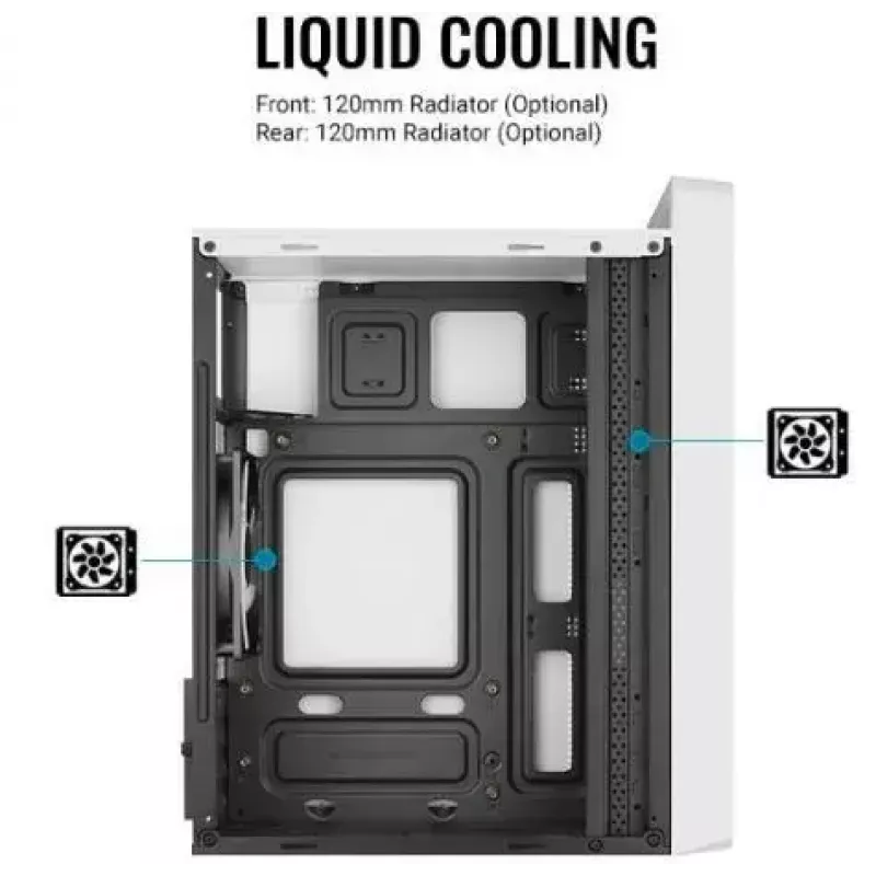 PC korpus AEROCOOL PGS CS-109-G-WT-v1 Mini Torn valge SPCC — microATX, kuni 26 cm GPU, FRGB, võrkfront