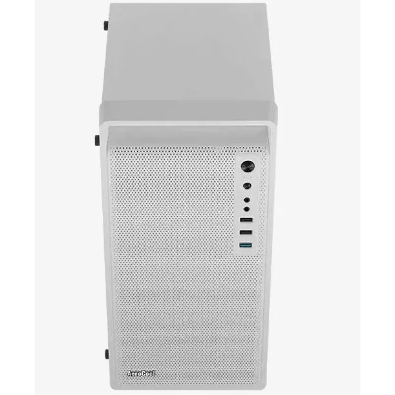 PC korpus AEROCOOL PGS CS-109-G-WT-v1 Mini Torn valge SPCC — microATX, kuni 26 cm GPU, FRGB, võrkfront
