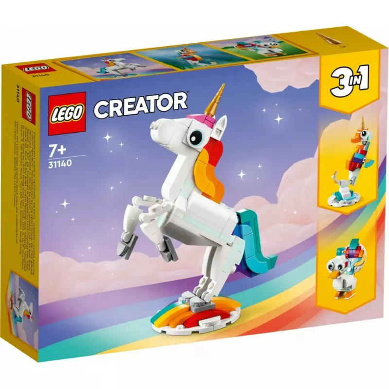 Ehitusmänguasi LEGO Creator 3in1 31140 Maagiline Ükssarvik, 145 osa, 130 mm kõrgus, vanus 7+