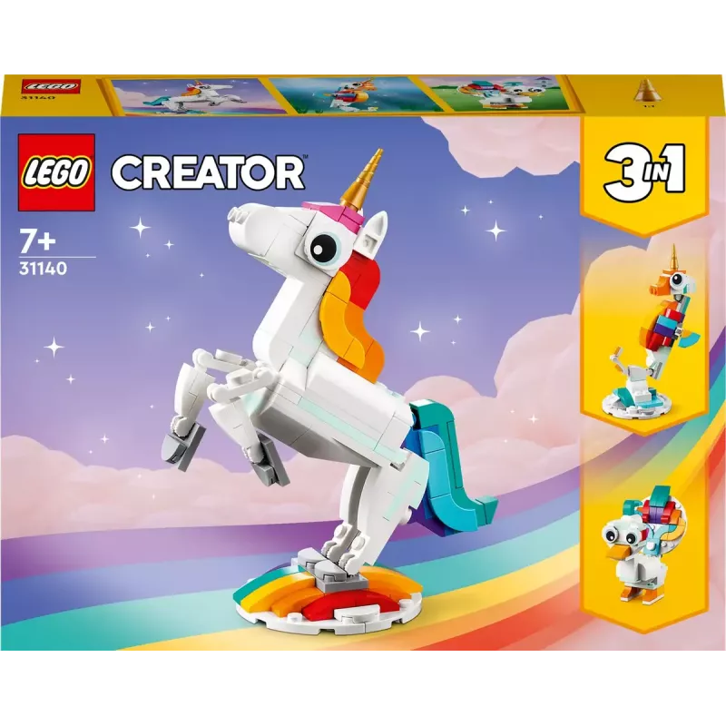 Ehitusmänguasi LEGO Creator 3in1 31140 Maagiline Ükssarvik, 145 osa, 130 mm kõrgus, vanus 7+