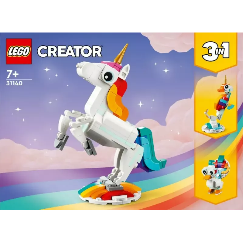 Ehitusmänguasi LEGO Creator 3in1 31140 Maagiline Ükssarvik, 145 osa, 130 mm kõrgus, vanus 7+