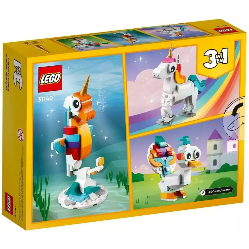 Ehitusmänguasi LEGO Creator 3in1 31140 Maagiline Ükssarvik, 145 osa, 130 mm kõrgus, vanus 7+