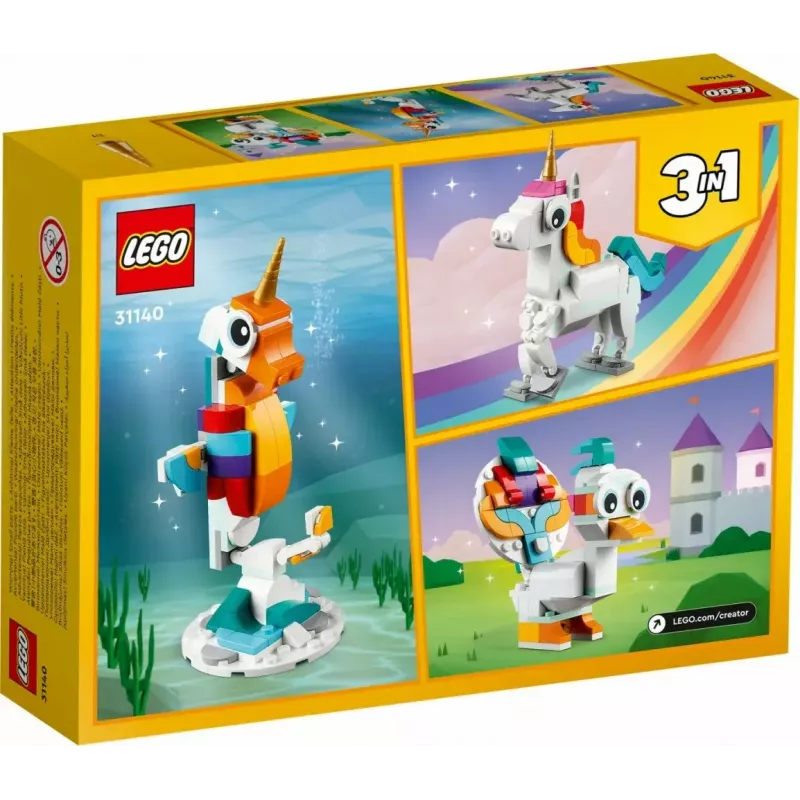 Ehitusmänguasi LEGO Creator 3in1 31140 Maagiline Ükssarvik, 145 osa, 130 mm kõrgus, vanus 7+